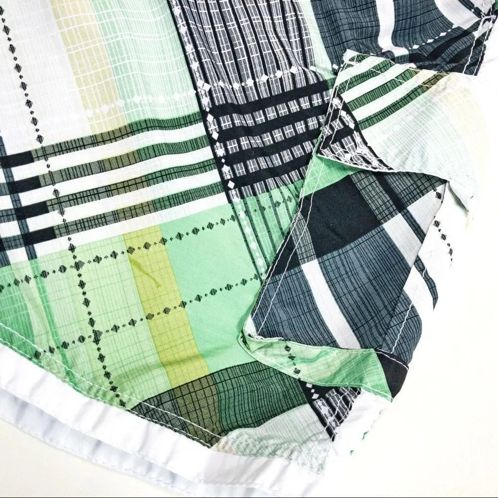 Banana Split Green/Black Plaid Board Shorts Sz XL